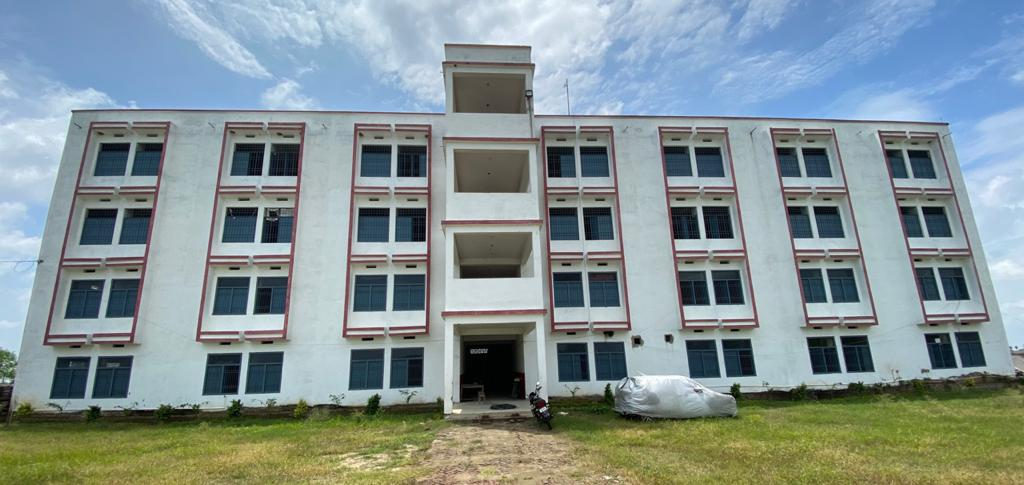 Front view of the four-storey college building